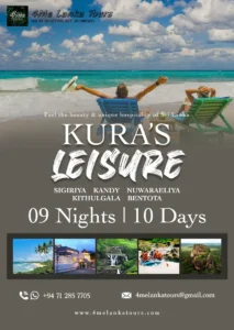 Kura's Leisure srilanka tour itinerary From 700$ Sigiriya, Kandy, Nuwaraeliya, Kithulgala & Bentota